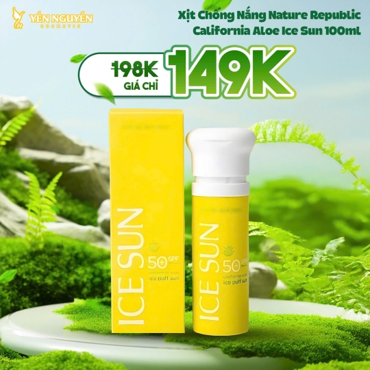 Xịt Chống Nắng Nature Republic Ice Sun California Aloe Ice Puff Sun SPF50+ PA++++ 100ml