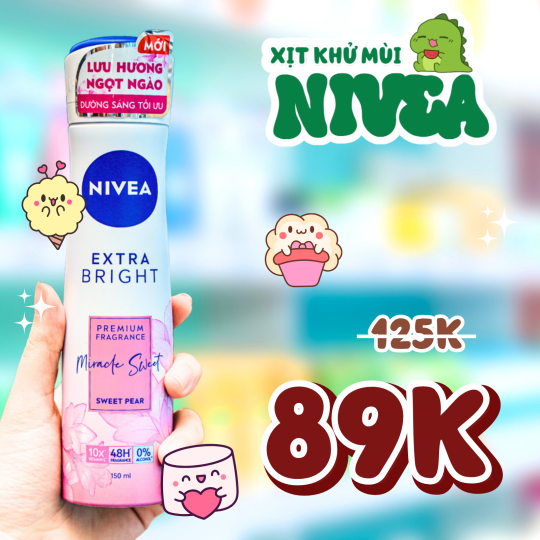 Xịt Khử Mùi Nivea Extra Bright Miracle Sweet Pear 150ml