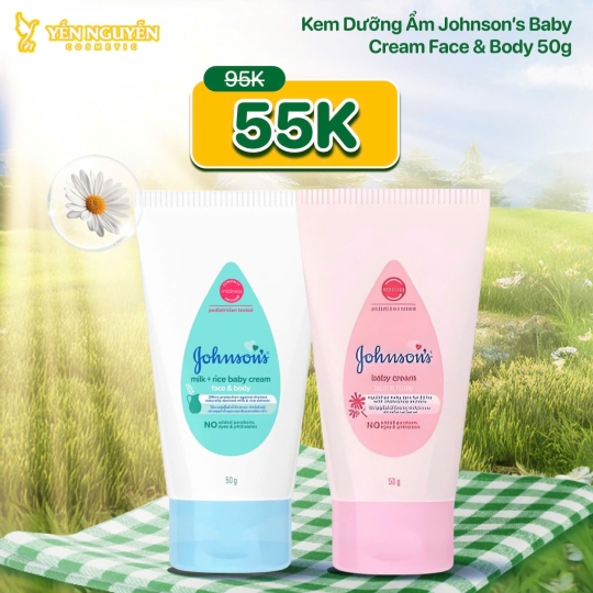 Kem dưỡng da cấp ẩm, chống nẻ da Johnsons Baby Milk Cream Hồng 50g