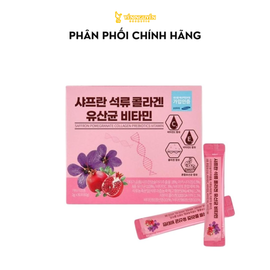 [Thực phẩm bảo vệ sức khỏe] Bột Collagen Lựu Đỏ Nhụy Hoa Nghệ Tây Saffron Bio Cell Hàn Quốc 30 Gói