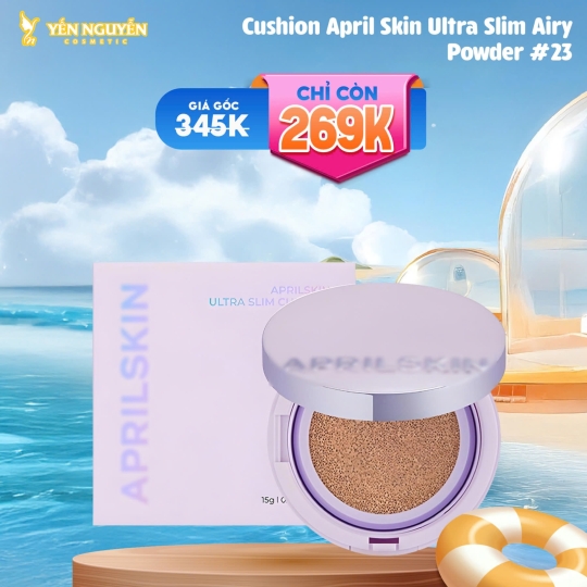 Phấn Nước Aprilskin Ultra Slim Cushion Siêu Mỏng Nhẹ Tone 23 Natural Beige 15g