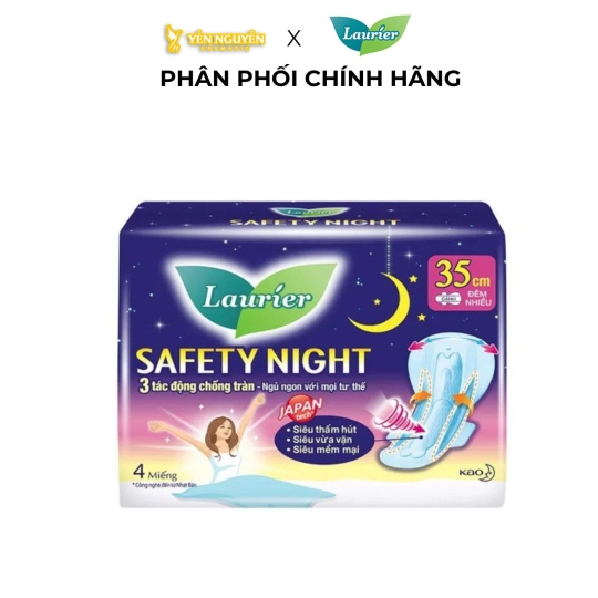 Băng Vệ Sinh Ban Đêm Laurier Safety Night Kao Thấm Hút Nhanh (35cm - 4 miếng)