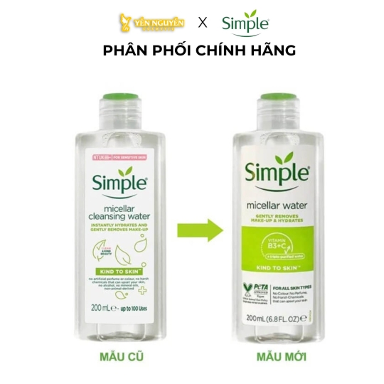 Nước Tẩy Trang Simple Kind To Skin Micellar Cleansing Water 200ml 