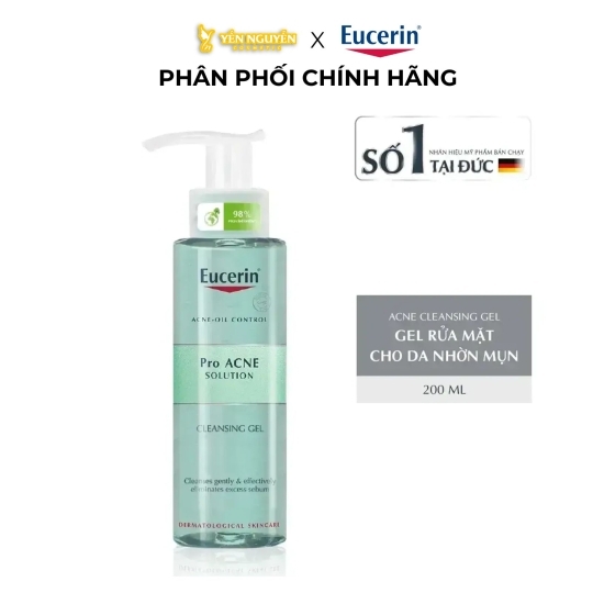 Gel Rửa Mặt Eucerin Pro Acne Cleansing Gel Làm Sạch Dịu Nhẹ Cho Da Nhờn Mụn 