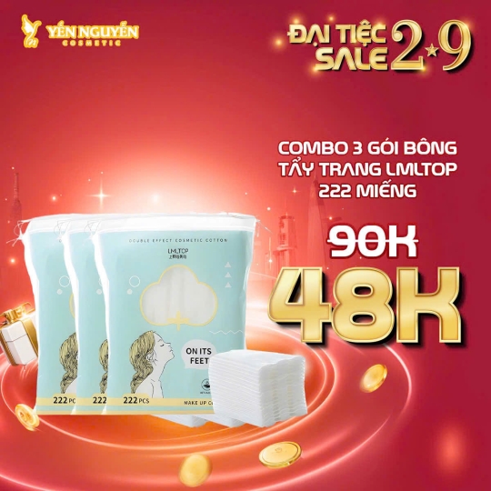 Combo 3 Bông Tẩy Trang Vuông LMLTOP