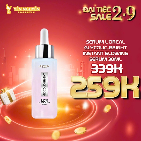 Tinh Chất L'Oreal Paris Dưỡng Sáng Da Tức Thì Glycolic Bright Instant Glowing Serum 30ml