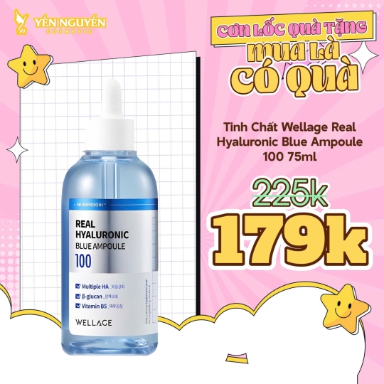 Tinh Chất Wellage Real Hyaluronic Blue Ampoule 100 75ml