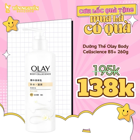 Dưỡng Thể Trắng Da Body Olay Body Cellscience B5+ 260g (Bản Mới)