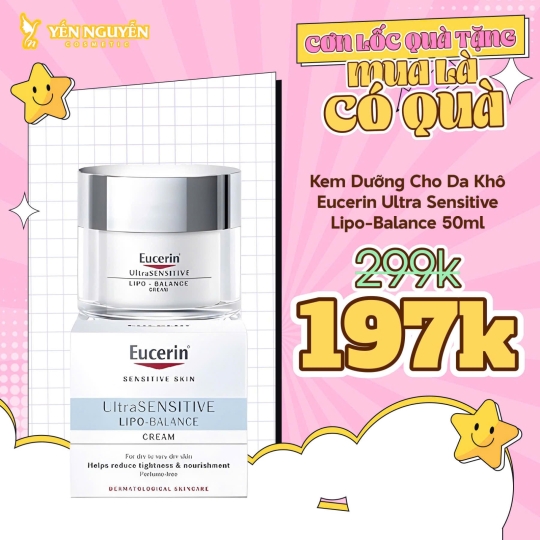 Kem Dưỡng Cho Da Khô Eucerin Ultra Sensitive Lipo-Balance 50ml