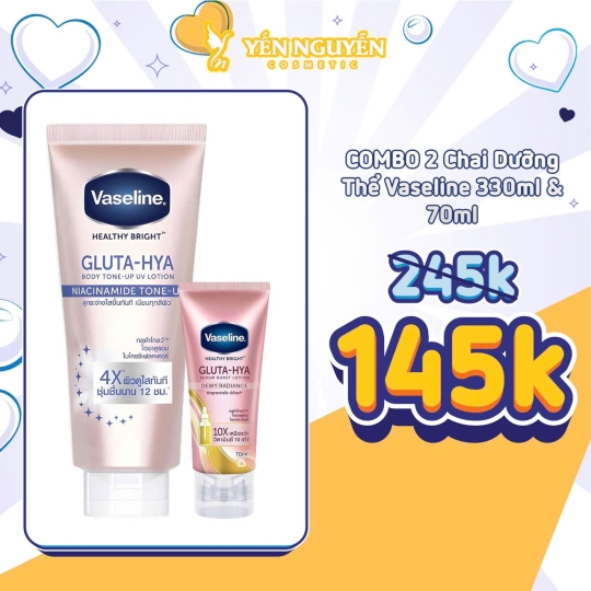  Sữa Dưỡng Thể Vaseline Gluta-Hya Niacinamide Tone-up 300ml 