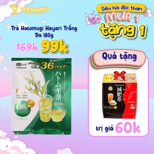 Trà Hatomugi Hayari Trắng Da 180g TẶNG Trà Thảo Mộc Genpi Hayari 35g