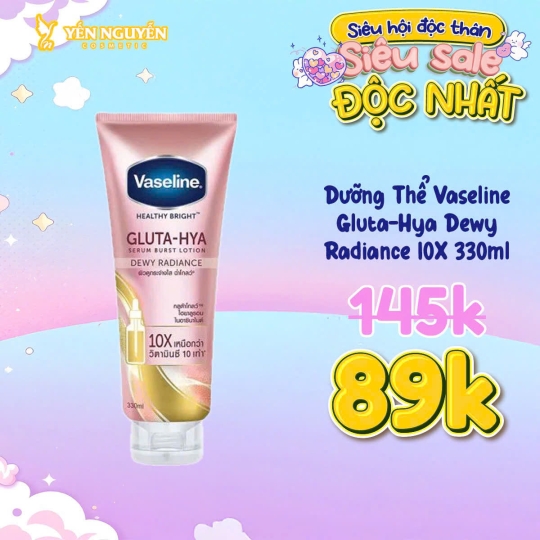 Dưỡng Thể Vaseline Gluta-Hya Dewy Radiance 10X 330ml