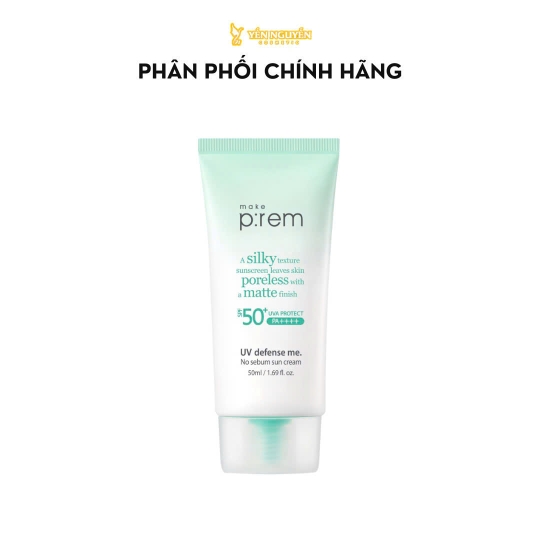 Kem chống nắng Make Prem UV Defense Me No Sebum Sun Cream SPF50+ PA+++ 50ml #Xanh