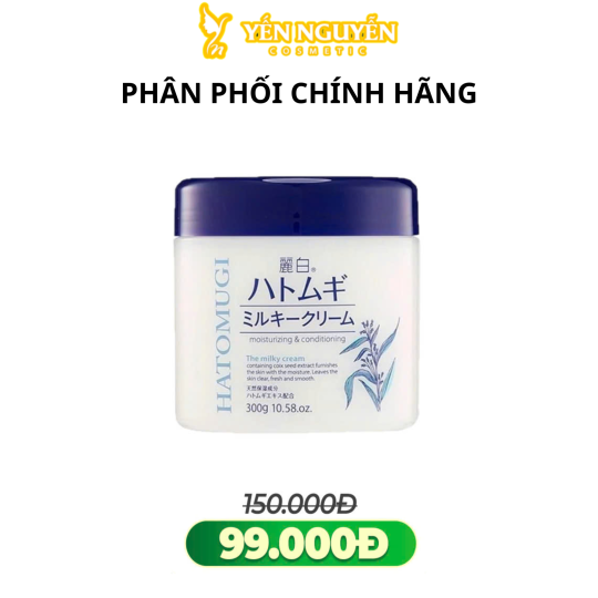 Kem Dưỡng Ẩm, Hỗ Trợ Làm Sáng Da Chiết Xuất Hạt Ý Dĩ Hatomugi Moisturizing & Conditioning The Milky Cream 300g