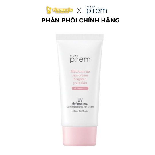Kem Chống Nắng Vật Lý Nâng Tone Make Prem UV Defense Me Calming Tone Up SPF50+ PA++++ 50ml