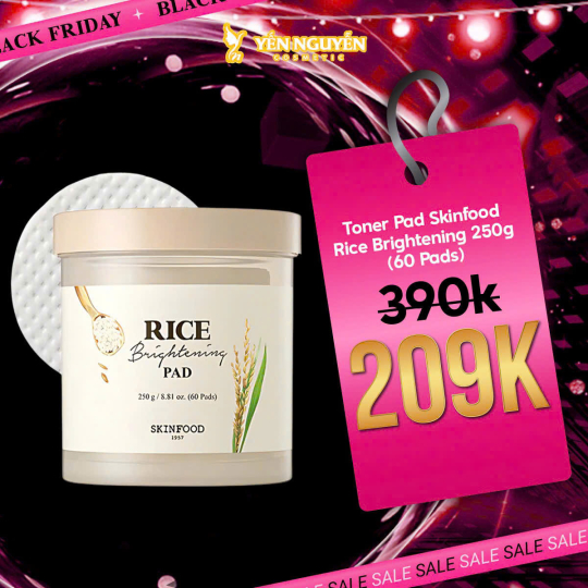 Toner Pad Skinfood Rice Brightening 250g (60 Pads) 